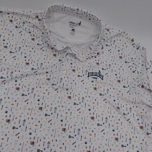 Johnnie O Performance Jersey Polo Mens XL Bar Cart White Golf UPF 50 Sun Sport